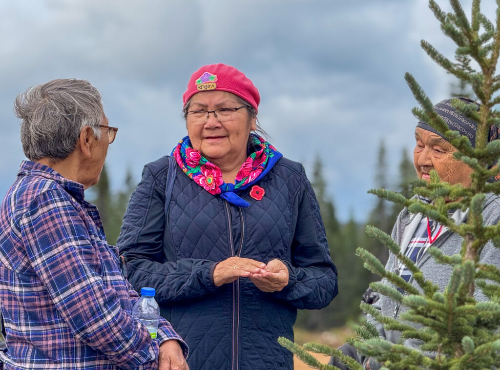 Johnny and Louisa B. Saganash offered to lead the Walking Out ceremony. Aunts, uncles, parents, and grandparents all play important roles in the ceremony, as it’s designed to connect the youngest generation with traditional ways.