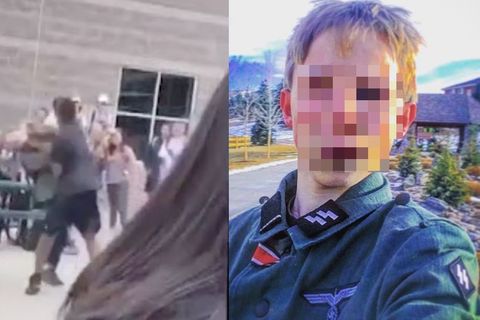 WATCH: White high school student in Nazi jacket gets punched by black classmate